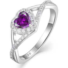 YL Infinity Heart Rings Sterling Silver Halo Twisted Band Heart Cut 5MM Birthstone Jewelry for Women