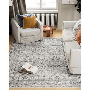 Area Rug for Living Room,5x7 Washable Grey Entryway Stain Resistance Rug Soft Non-Slip Carpet for Bedroom Bathroom Dining Room(Grey, 5x7ft) in Saudi Arabia
