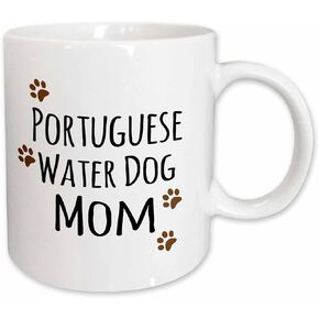 3dRose Portuguese Water Dog Mom Mug, 11 oz, Black