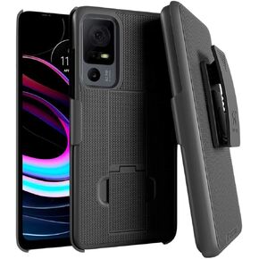 Rome Tech for TCL 40XL Case with Belt Clip Holster, for Lively Jitterbug Smart4 / TCL 40T Kickstand Slim Cover Phone Case for TCL 40 XL T608M - Black