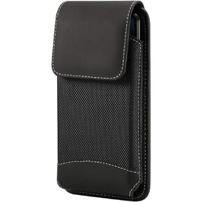 Universal Vertical Phone Holster Case with Belt Loop Carabiner Clip Carrying Pouch for Google Pixel 6 / Pixel 4 XL / Pixel 3a XL, Galaxy S21 Plus / S20 FE / S10 Plus / Note 20 / Note 10+ Plus, TCL 10L