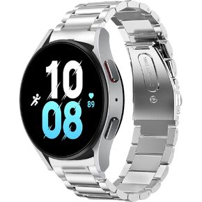 No Gaps Bands Compatible with Samsung Galaxy Watch 6/5/4 Band 40mm 44mm, Galaxy Watch 6 Classic 47mm 43mm, Stainless Steel Metal Replacement No Gap Band Women Men Large Small