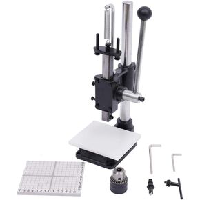 Leather Stamp Press,Hand Leather Punching Machine,Manual Arbor Press Puncher Leather Stamp Press Punch Tools (Includes PP Plate + Aluminum Plate with Scale,)
