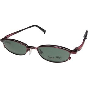 413 Mens/Womens Designer Half-rim Sunglass Lens Clip-Ons Eyeglasses/Spectacles (50-18-140, Satin Burgundy)