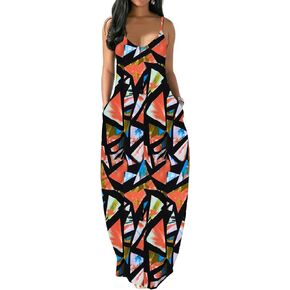 Women Sundresses Sexy Spaghetti Strap Off Shoulder Dress Loose Bohemian Long Maxi Dress