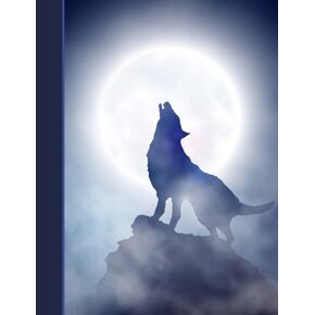 Composition Notebook: Wolf Howling at Moon College Ruled Lined Pages Book (7.44 x 9.69)