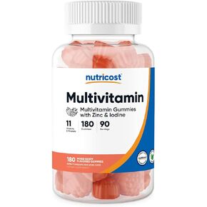 Nutricost Multivitamin Gummies 180 Gummies (Mixed Berry Flavored Gummies) - 90 Serv, Gluten Free, Non-GMO, and Vegetarian Friendly
