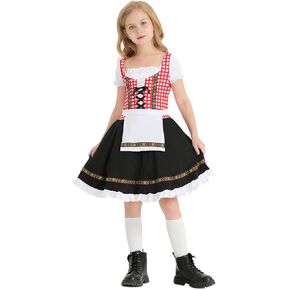 Girls German Dirndl Dress Oktoberfest Bavarian Costume Kids Halloween Maid Dress for Girls Beer Festival Outfit