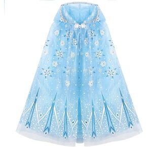 PHOGARY Snowflake Princess Cape Blue Princess Cloak Princess Hooded Cape Princess Fancy Dress Halloween Costume Cape Carnival Birthday Party Cosplay Princess Dress Up Gift for Girls