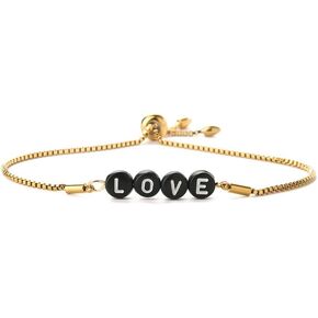 tenghong2021 14K Gold Plated Draw Bracelet Box Chain DAD/MAMA/LOVE Alphabet Bracelet for Mom/Dad/Couple/Friend Handmade Metal Box Chain Bracelet for Women Men Birthday Gifts Jewelry