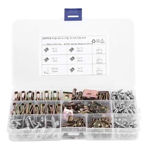 Qiilu Car U-Clips Nuts 6/8/10/12 Assortment Interior Trim Fasteners with Stainless Steel Screws Suitable for Motorcycles Automobiles