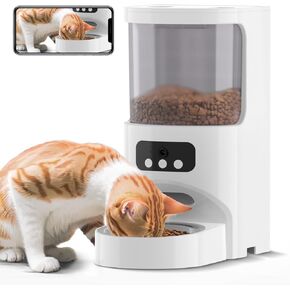 Automatic Cat Feeder with Camera,5G&2.4G WiFi Pet Feeder 1080P HD Pet Food Dispenser with Night Vision,Timed Smart App Dog Food Dispenser with 2-Way Audio for Cat & Dog,Detachable for Easy Clean
