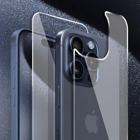 واقي زجاجي خلفي لهاتف iPhone 15 Pro (3 عبوات)، واقي شاشة خلفي لهاتف iPhone 15 Pro زجاج مقسى خلفي شفاف لهاتف iPhone 15 Pro (6.1 بوصة)