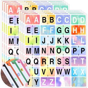 Alphabet A to Z 26 Letters Index File Folder Labels Multicolor Alphabet Tabs - Color Coded A-Z Tab Dividers Stickers Alphabet Letters Teacher Supplies Stickers for Classroom Book Organization 560 Pcs