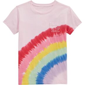 vineyard vines Girls' Rainbow Tie Dye Short-Sleeve Pocket Tee