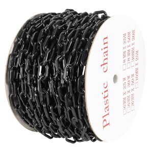 164 Feet Black Plastic Chain, Weatherproof Plastic Chain Safety Barrier Security Chain for Link Fence, Safety Barrier, Barricade, Crowd Control, Queue Line, Decoration, 1.4-inch Diameter Link
