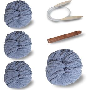 Super Soft Chenille Chunky - Dark Gray, Jumbo Fluffy Crochet Yarn - Big and Bulky Yarn for Hand Knitting, Ideal for Thick Blankets Making, 28 Yards, 8 oz Each Skein(4 Pack)