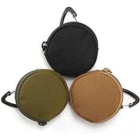 Tactical EDC Pouch Mini Key Wallet Holder Men Coin Purses Pouch Military Army Camo Bag Keychain Zipper Small Pocket Outdoor Tool Small round coin holder wallet black