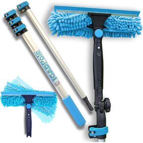 12 Feet IGADPole Long Handle Squeegee: Professional Window Cleaning Kit with 24ft Aluminium Extension Pole, Suitable for Window Wash at Home or Small Business.