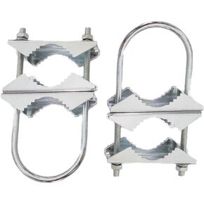 Double Antenna Mount Clamp U-Bolt Mounting Hardware Antenna Mast Clamp V Jaw Bracket Accessories Anti-Rust Finished for TV CB Ham Outside Home Antenna Parasols Flags and Fishing Rods Pipe-Mounting
