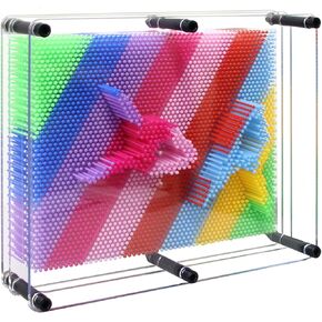 MICKYU 3D Pin Art Board Games Rainbow Autism Sensory Toys for Kids 5-7, 8x10 inches