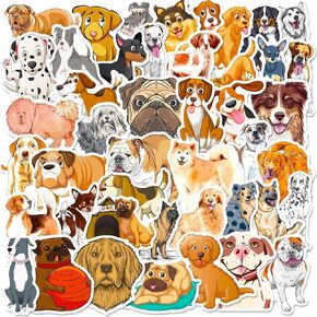 Cute Kawaii Puppy Stickers 50 Pcs Cartoon Animals Creative DIY Luggage Vinyl Waterproof Cute Water Bottle Dog Stickers for Kids and Teens