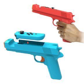 GAMSURFING Joy-Con Gun for Switch/Switch OLED Controller[2 Pack],Game Gun Hand Grip Motion Controller Shooting Games Wolfenstein 2:The New Colossus- for Nintendo Switch Shooter Hunting Games(Blue+Red)
