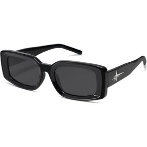 SOJOS Classic Trendy Rectangle Polarized Sunglasses Thick Frame with Star Decorations SJ2285