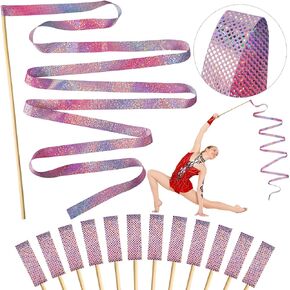 30 Pack Ribbons Dance Streamers 6.6 Feet Long Ribbon Dancer Wand for Kids Rhythmic Gymnastics Ribbon Silks Rainbow Streamer Toys Party Favors for Talent Shows Artistic Dance(Colorful,0.6 Inch)