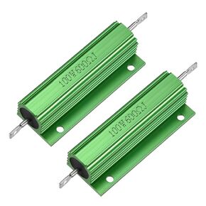 uxcell 2 Pcs Aluminum Case Resistor 100W 600 Ohm Wirewound Green for LED Replacement Converter 100W 600RJ