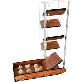C4Labs Dice Tower & Tray | Clear with Wooden Paddles | Watch The Dice Decide (Gunstock)