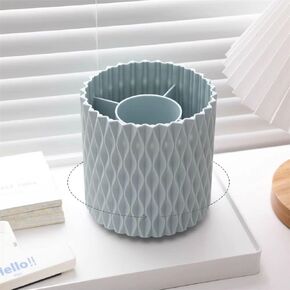 OWLFAVO Rotate Desk Organizer, Spinning Pen Holder Stationery, 360-Degree Pencil Accessories Storage Caddy Tray for College, Home, Office, Makeup Brush, 5 Compartments, Blue