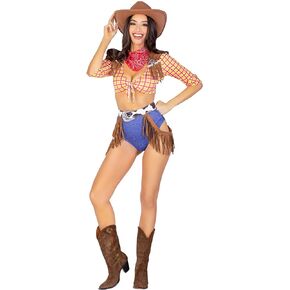 Leg Avenue Women’s 5 PC Playful Cowboy Halloween Costume with Red Bandana