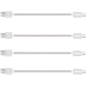 COSOOS 4 Short USB Cable, 4 Pack 9 Inch Nylon Fast Charging and Syncing Cords Compatible for iPhone 12, 12 Pro Max, 11, XS MAX, 8 Plus, 7, 6, iPad Air, Mini, Charging Station, Power Bank.