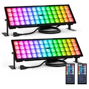 Onforu 2 Pack 96W Stage Light Bar، إضاءة LED، ضوء غسالة الجدار في الهواء الطلق، IP66 شريط ضوء RGB مقاوم للماء مع ألوان DIY، أضواء الغسيل مع التوقيت، ضوء DJ للمهرجانات، الزفاف، الحفلات in Kuwait