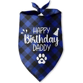 Happy Birthday Dad Blue Dog Bandana Birthday Triangle Dog Bandanas for Dogs Puppy Bandana Funny Pet Puppy Photo Prop Pet Scarf Accessories for Pet Dog Lovers Gifts