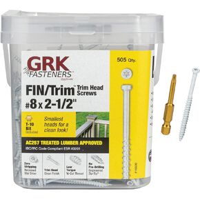GRK 8 x 2-1/2" White 16830 FIN Finishing Trim Head Screws 505 Count