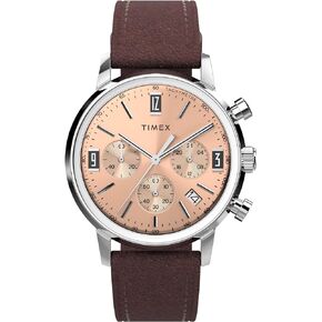 Timex Men's Marlin 40mm Watch - Brown Strap Rose Gold-Tone Dial Stainless Steel Case