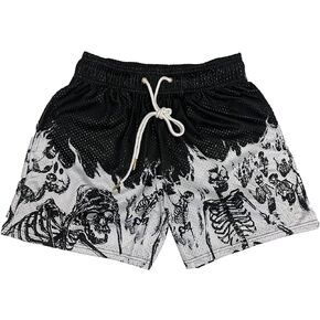 DIOTSR Mens Graphic Shorts Casual Flat Front Shorts Cool Streetwear Designer Shorts Drawstring Summer