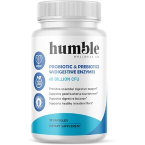 Organic Prebiotics + Probiotics Supplement - 60 Billion CFU, Digestive Enzymes, Shelf Stable, Made in USA