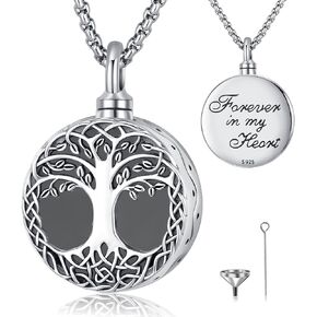 Urn Necklace for Ashes Cremation Jewelry 925 Sterling Silver Memorial Pendant Funeral Keesake for Women Men