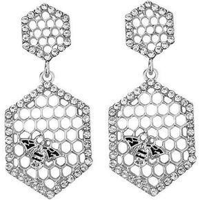 Bee Earrings for Women Honeycomb Earrings Simple Geometric Hexagon Honeycomb Beehive Dangle Earrings Zircon Drop Earrings Insect Little Bee Earrings for Women Girls