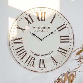 Antiquite de Paris Metal Wall Clock, 22 inch French Style Round Hanging Clock for Living Room Bedroom Decor, Battery Operated Silent Nonticking Quartz Analog Clock with Roman Numberals in Saudi Arabia