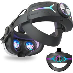 RGB Light Head Strap with Battery for Meta Quest 3/3S, MLemonVR Comfort Headband Accessory,Quick Charge for Extended Play, Removable Batteries, Adjustable Elite Strap (for Quest3/3s White)