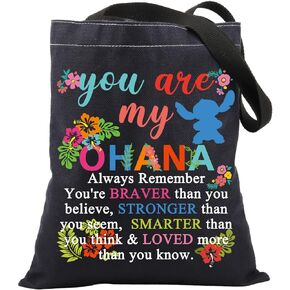BNQL Ohana Gifts You're My Ohanas Tote Bag Ohana Family Gifts Inspirational Ohana Friend Gifts Hawaiian Hibiscus Flower Bag