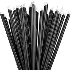 100 Pcs Smoothie Boba Individually Wrapped Straws, Jumbo Large Plastic Disposable Bubble Tea Milkshake Colorful Drinking Straws(0.43" Wide X 8.2" Long)