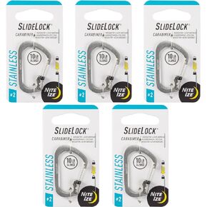 Nite Ize SlideLock Carabiner Stainless Steel - Size 2-5 Count (5 Pack)