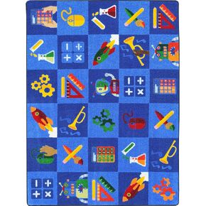 Joy Carpets Kid Essentials STEAM into Learning Area Rug in Color Multi, 5'4" x 7'8"