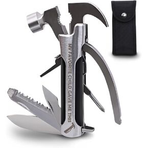Fathers Gifts for Dad from Daughter Son Wife Hammer Multitool Camping Accessories, 12 In 1 Pocket Multi Survival Tools Cool Gadgets Christmas Birthday Gifts for Men Dad boyfriend Cool Stuff Tools