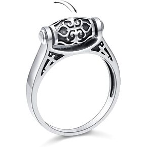 Anxiety Relieve Fidget Rings for Men, Sterling Silve Anxiety Ring Rotating Boho Spinner Rings, Oxidized Meditation Ring, Memorial Men Gift